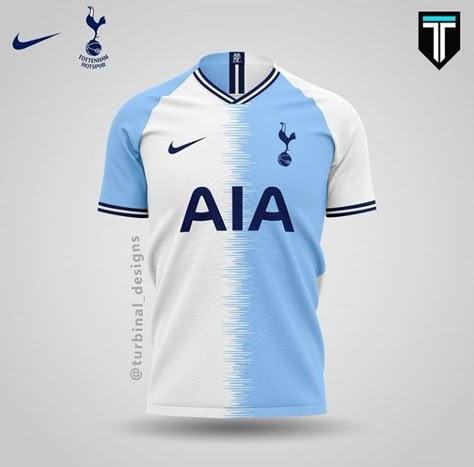 Blue and white Tottenham jersey concept⚪💙⚽️ Blue And White Jersey Design, Blue Jersey Design Football, Tottenham Jersey, Real Madrid Blue Jersey, Tottenham Kit, Blue Football Jersey, Soccer Uniforms Design, Blue Soccer Jersey, Blue Sports T-shirt With All Over Print