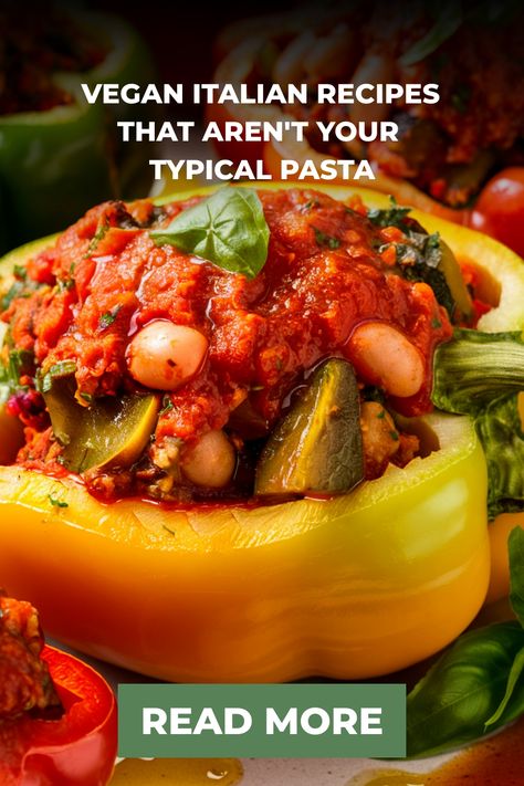 Looking for vegan Italian dishes that aren't boring pastas? This is what you need! Vegan Italian Dishes, Italian Stuffed Peppers, Mushroom Polenta, Vegan Risotto, Vegan Italian Recipes, Eggplant Rollatini, Vegan Mozzarella, Vegan Lunch Recipes, Vegan Italian