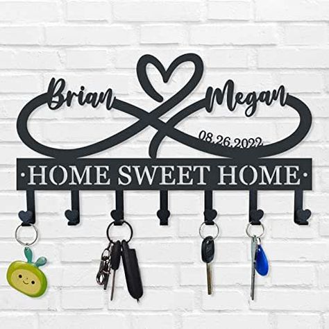 Metal Key Holder, Personalized Key Holder, Key Holder Wall, Key Holder For Wall, Wall Coat Rack, Hat Organization, Hanger Home, Home Decor Wedding, Wall Key Holder