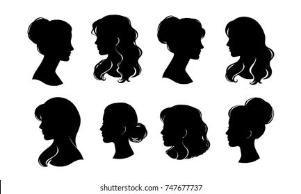 Silhouette Face, Profile Logo, Head Silhouette, Face Profile, Profile Silhouette, Silhouette Cameo Tutorials, Silhouette Images, Hand Drawn Vector Illustrations, Female Profile