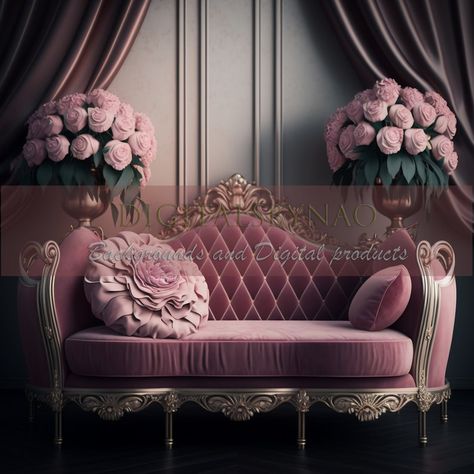 Loft Living Room Design, Glam Sofas, Pink Baroque, Sofa Wall, Pink Sofa, Living Room Loft, Rose Frame, Loft Living, Photography Fine Art