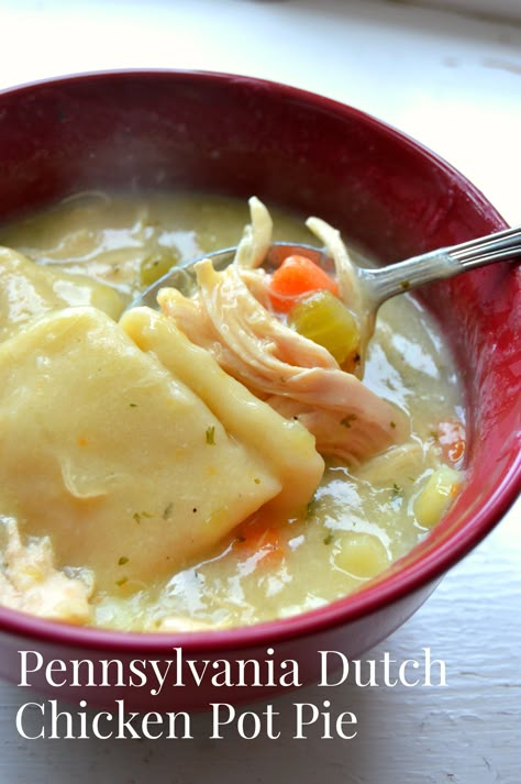 Pennsylvania Dutch Chicken Pot Pie Pa Dutch Chicken Pot Pie, Chicken Pot Pie Crock Pot, Pennsylvania Dutch Chicken Pot Pie, Dutch Chicken Pot Pie, Pennsylvania Dutch Recipes, Crock Pot Recipe, Dutch Style, Fall Foods, Pot Pies Recipes