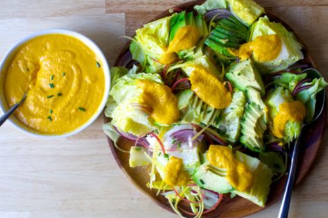 avocado salad with carrot-ginger dressing – smitten kitchen Smitten Kitchen Recipes, Carrot Ginger Dressing, Main Salad, Avocado Dessert, Ginger Dressing, Salad Spinner, Carrot And Ginger, Avocado Smoothie, Smitten Kitchen