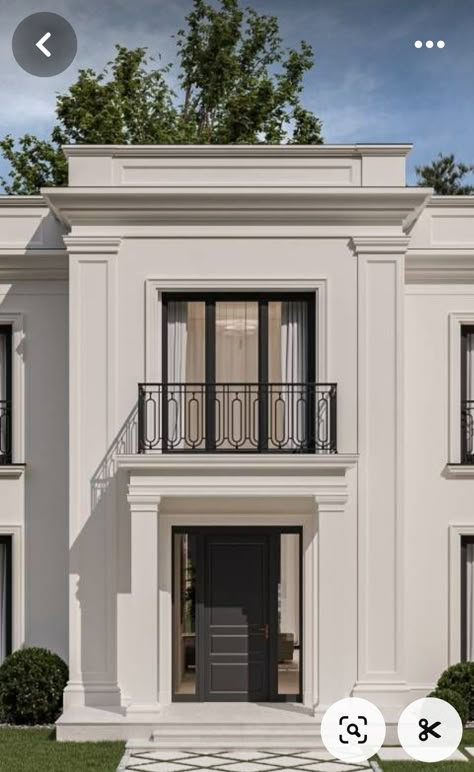 Exterior House White Colors, Neoclassical Exterior Design, New Classic Exterior Villa, Modern Mediterranean Facade, Modern Classic Villa Exterior, Neo Classic Exterior Design, Classic House Facade, Neo Classic Villa Exterior, Modern Classical Architecture