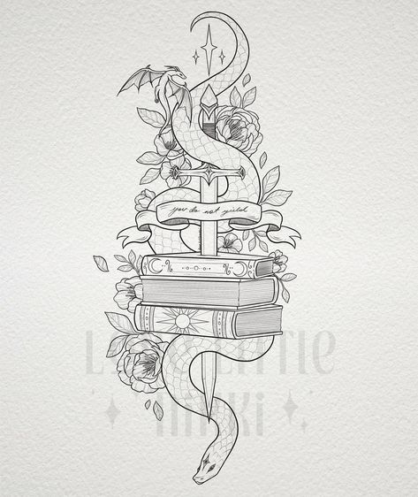 Thriller Book Tattoo Ideas, Banned Book Tattoo, Sjm Book Tattoos, Book Thigh Tattoos Women, Zade Meadows Tattoo Ideas, Baulders Gate 3 Tattoos, The Thirteen Tog Tattoo, Bookworm Tattoo Ideas, Manon Blackbeak Tattoo