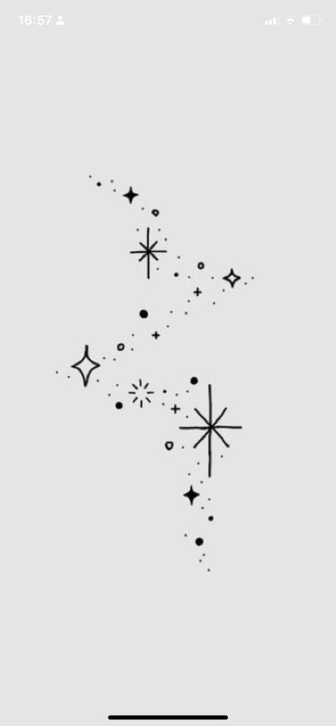 Astrology Inspired Tattoos, Star And Dots Tattoo, 2000 Star Tattoo, Twinkle Twinkle Tattoo, Constellation And Moon Tattoo, Sparkle Tattoo Forearm, Star And Dot Tattoo Filler, Star Drawing Background, Finger Tattoos Template