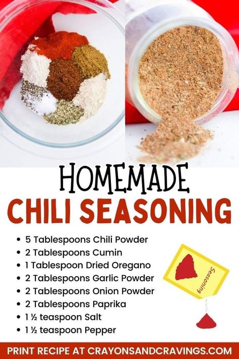 Diy Chili Seasoning, Homemade Chili Seasoning Mix, Chili Seasoning Recipe, Easy Homemade Chili, Homemade Chili Seasoning, Homemade Dry Mixes, Homemade Spice Mix, Spice Blends Recipes, Spice Mix Recipes