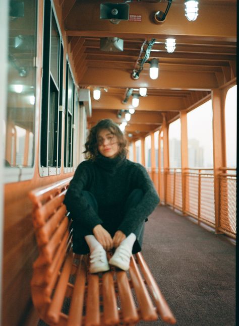 Nyc Ferry Photoshoot, New York Portrait Photography, Mamiya 645 Portraits, New York Portraits, New York Film Photography, New York City Poses, Ferry Photoshoot, Social Photoshoot, New York Ferry