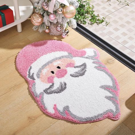 Christmas Bathroom Rugs, Living Room Christmas, Washable Bathroom Rugs, Christmas Bathroom Decor, Christmas Bathroom, Christmas Rugs, Pink Christmas Decorations, Christmas Pink, Chic Rug