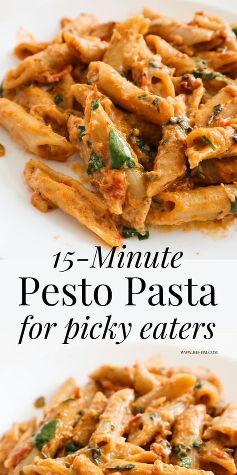 Recipe For Picky Eaters, Creamy Pesto Pasta Recipe, Recipe With Pesto, Easy Vegetarian Pasta, Healthy Pasta Recipe, Easy Pesto Pasta, Pesto Pasta Recipe, Vegetarian Pasta Dishes, Creamy Pesto Pasta