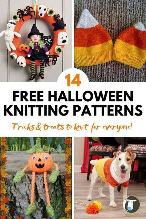 Knitting Machine Halloween, Halloween Knitting Patterns Free, Knitted Halloween, Halloween Knitting Patterns, Halloween Knitting, Fall Knitting Patterns, Animal Knitting, Christmas Knitting Patterns Free, Animal Knitting Patterns