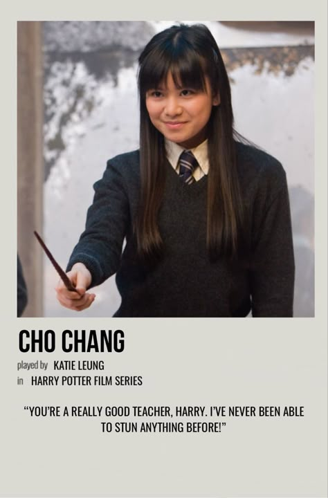 Alternate Minimalist Album Covers, Harry Potter Tags, Harry Potter Polaroid, Harry Potter Cho Chang, Harry Potter Information, Harry Potter Movie Characters, Character Polaroid, Posters Harry Potter, Harry Potter Women