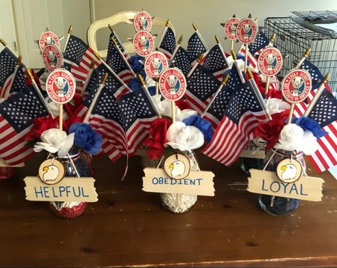 Court Of Honor Centerpieces, Eagle Scout Centerpieces, Eagle Scout Court Of Honor, Scout Law, Eagle Scout Ceremony, Court Of Honor, Scout Mom, Eagle Scout, American Flags