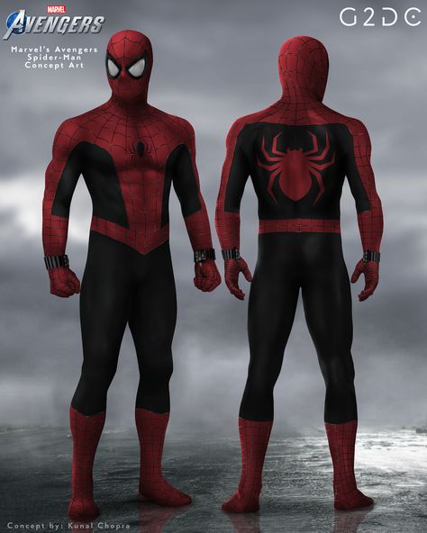 Marvel's Avengers Spider-Man Concept Art Fantasy Spider, Suit Concept Art, Avengers Games, Marvel Ultimate Spider Man, Spiderman Outfit, Spiderman Comic Art, Marvel Concept Art, Symbiote Spiderman, Marvel Character Design