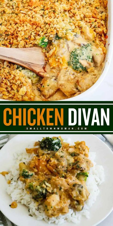 Give this simple casserole recipe a try! In just a few easy steps, you can whip up this no soup Chicken Divan with broccoli and mushrooms in a Mornay cheddar sauce and a buttery cracker topping! Easy Chicken Divan, Mornay Sauce Recipe, Broccoli And Mushrooms, Chicken Divan Casserole, Chicken Divan Recipe, Cheddar Sauce, Chicken Main Dish Recipes, Chicken Divan, Chicken Casserole Easy