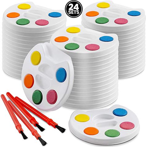 Amazon.com: Mini Watercolor Kids Paint Set - (Bulk Pack of 24) - 5 Water Color Paints, Palette Tray and Painting Brush, for Art Party Favors, Kids Prizes, Stocking Stuffers and Paint Party Supplies by Bedwina: Home Improvement Kids Prizes, Art Themed Party, Art Party Favors, Kids Painting Party, Color Paints, Mini Watercolor, Goodie Bags For Kids, Paint Tray, Art Birthday Party