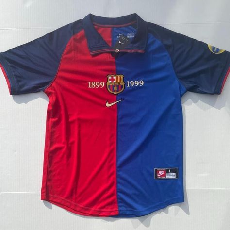 FC Barcelona 1999-2000 Xavi No.26 Home Sz L Nike... - Depop Barcelona 1999, Shirts Outfit, Retro Soccer, No 26, Nike Jersey, Soccer Kits, Soccer Shirts, Fc Barcelona, Football Shirts