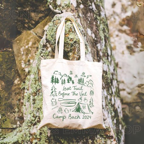 Last Trail Before the Veil Customizable Tote Bag Camp Bach Camping Bachelorette Granola Girl Aesthetic National Parks Hiking Bachelorette - Etsy Hiking Bachelorette, Last Trail Before The Veil, Summer Bachelorette, Camp Bach, Custom Bachelorette Shirts, Camping Bachelorette, Outdoorsy Girl, Merchandise Ideas, Granola Girl Aesthetic