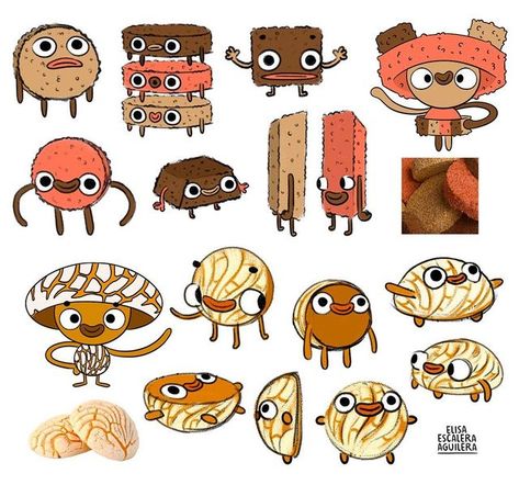 Elisa Escalera Aguilera on Instagram: "Some characters inspired by Mexican candies and sweet bread. (Pt.1 Alegrías and conchas) (Pt.2 Jamoncillo) (Pt.3 Obleas and orejas) 🍬🍞🇲🇽 · · · #illustration #digitalillustration #digitalart #digitalpainting #characterdesign #drawing #sketch #doodle #pandulce #art #artistoninstagram" Mexican Candies, Mexican Bread, Mexican Candy, Sweet Bread, Drawing Sketch, Digital Painting, Digital Illustration, Doodles, Digital Art