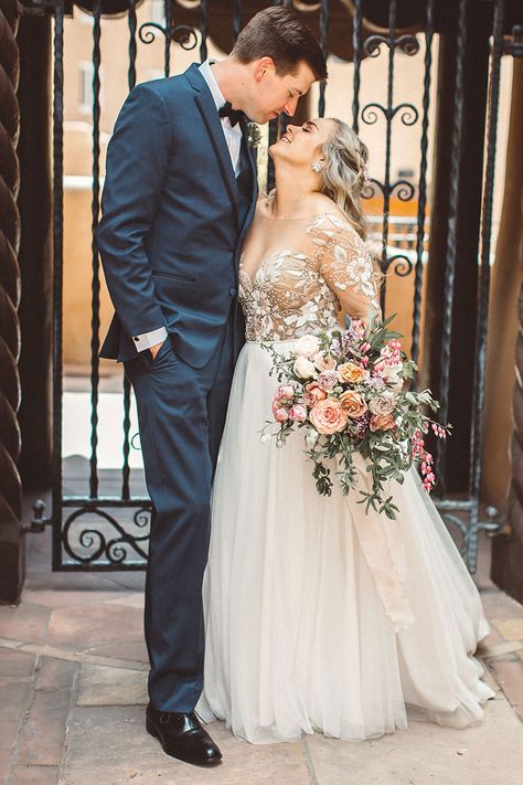 Kayla+and+Austin’s+Vibrant+Santa+Fe+Wedding Wedding Dress Long Sleeves, Wedding Dresses With Lace, L A, Dresses Unique, Dress Long Sleeves, Gorgeous Wedding Dress, Princess Wedding Dresses, Pink Eyes, Long Wedding Dresses