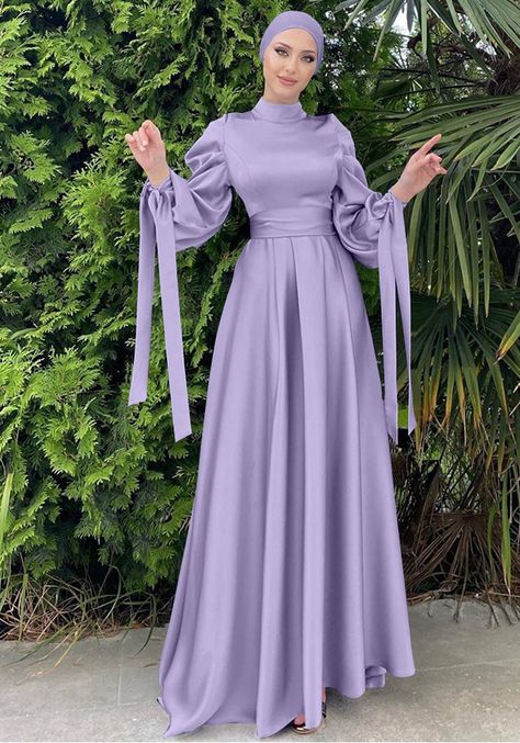 Satin Dress Hijab, Hijabi Wedding, Muslim Long Dress, Party Long Dress, Estilo Hijab, Turkish Dress, Stile Hijab, Mode Turban, Dress Muslim