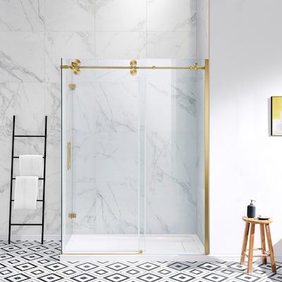 Shop OVE Decors Sydney Gold 4-Piece 32-in x 60-in x 78-in Base/Door Corner Corner Shower Kit (Off-center Drain)undefined at Lowe's.com. A design inspired down under which will leave you feeling on top of the world, the Sydney shower kit is available in widths of 48-in and 60-in and offers an Gold Shower Door, Corner Shower Kits, Sliding Door Panels, Frameless Sliding Doors, Shower Door Installation, Shower Sliding Glass Door, Modern Urban Style, Shower Stalls, Frameless Sliding Shower Doors