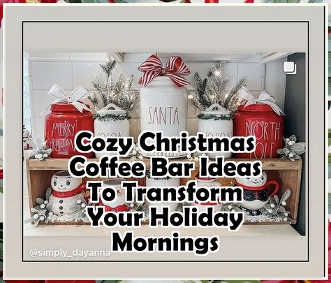 Transform your holiday mornings with our cozy Christmas coffee bar ideas! Discover creative ways to set up a festive coffee station that brings warmth and joy to your home. From charming decorations to delicious seasonal beverages, these ideas will elevate your coffee experience and impress your guests. Get inspired to make your mornings merry and bright with a delightful coffee bar that captures the spirit of Christmas! Christmas Coffee Bar Ideas, Infused Coffee, Holiday Morning, Christmas Coffee Bar, Delicious Drink Recipes, Coffee Bar Ideas, Unique Coffee Table, Coffee Crafts, Ideas Ikea