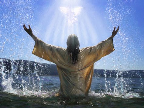 Jesus Baptised, Pictures Of Jesus, Christian Background Images, Baptism Pictures, Jesus Son Of God, Jesus Background, Getting Baptized, Church Media Design, The Great I Am