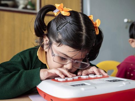 Braille has been a fundamental tool for the blind in terms of literacy, employment and independence. Annie, a self teaching Braille device, is empowering by visually impaired by helping them learn Braille by themselves through interactive content. Bits Pilani, Braille Literacy, Smart Class, Alphabet Songs, Low Vision, Teaching Practices, Collaborative Learning, Learning Numbers, Developing Country