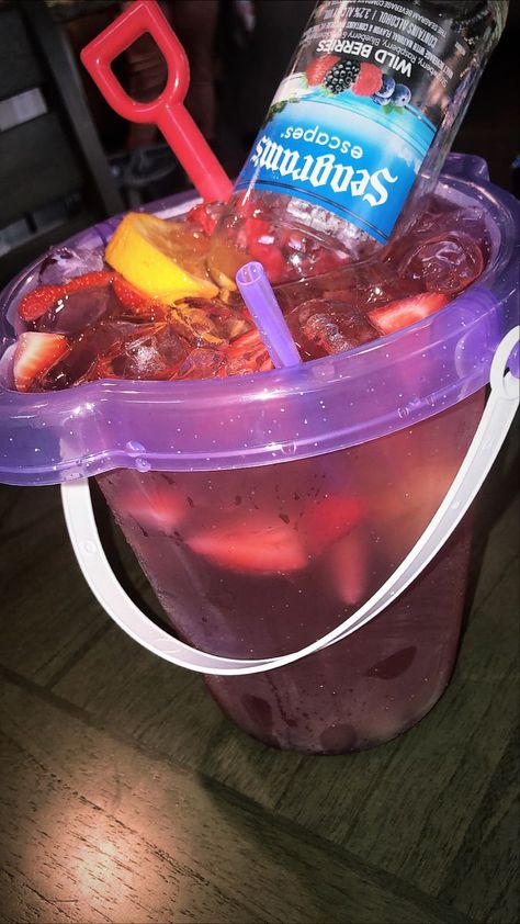 Summer Bucket Drink -  Mixed drink made in a kid’s sand buckets. Ice. Wine cooler. Malibu rum. Vodka of your choice. Juice. Fresh fruit Pretty Alcoholic Drinks, Summer Drinks Alcohol, Party Drinks Alcohol, Malibu Rum, Candy Drinks, Yummy Alcoholic Drinks, Mixed Drinks Alcohol, Summertime Drinks, Liquor Drinks