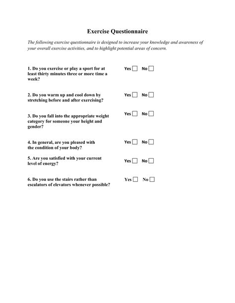 Exercise Questionnaire for Personal Trainers Questionnaire Design, Free Workout Plans, Fitness Marketing, Exercise Activities, Free Workout, Personal Fitness, New Clients, Workout Plans, Personal Trainers