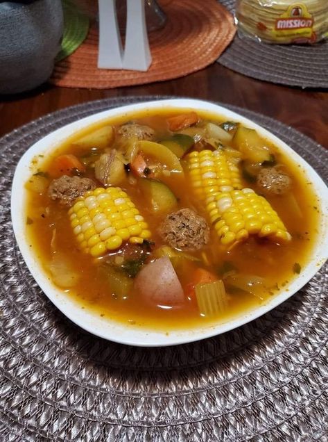 Soup Lovers | Albondigas soup my way🙂 | Facebook Soup Recipes For One, Abondagus Soup, Mexican Oregano, Albondigas Soup, Soup Lovers, Recipes For One, One Pound, Meals For One, Onion Powder