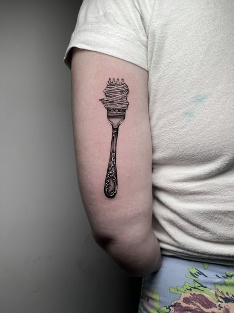 Fork Tattoo, Cooking Tattoo, Chef Tattoo, Italian Tattoos, French Tattoo, Food Tattoos, Knife Tattoo, Small Tattoos Simple, Tattoo Equipment