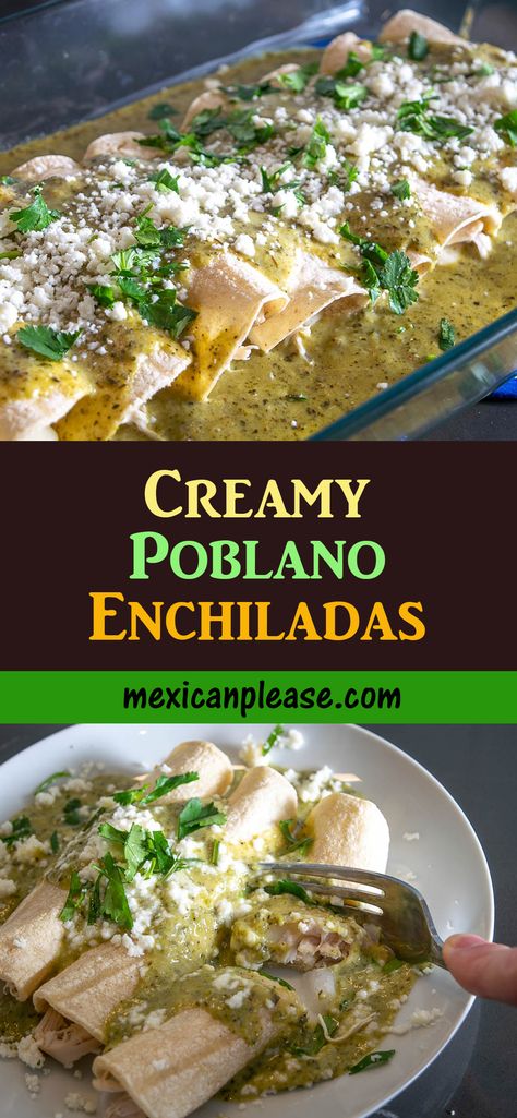 Poblano Recipes Healthy, 12 Tomatoes Poblano Sour Cream Enchiladas, Poblano And Chicken Recipes, Green Poblano Sauce, Poblano Sweet Potato, Roasted Poblano Enchilada Sauce, Poblano Pepper Enchilada Sauce, Roasted Poblano Chicken Enchiladas, Poblano Sauce Enchiladas