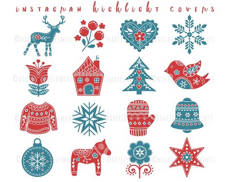 Scandinavian Instagram, Instagram Story Icons, Icons Christmas, Christmas Logo, Scandi Art, Norwegian Christmas, Christmas Instagram, Digital Texture, Instagram Highlight Covers