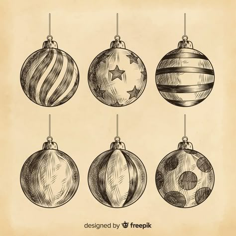 Vintage christmas balls set | Free Vector #Freepik #freevector Ornament Illustration Christmas, Christmas Balls Illustration, Christmas Ball Drawing, Christmas Balls Drawing, Christmas Ornaments Drawing, Christmas Drawing Ideas Creative, Christmas Ornament Drawing, Christmas Illustration Vintage, Christmas Illustration Art