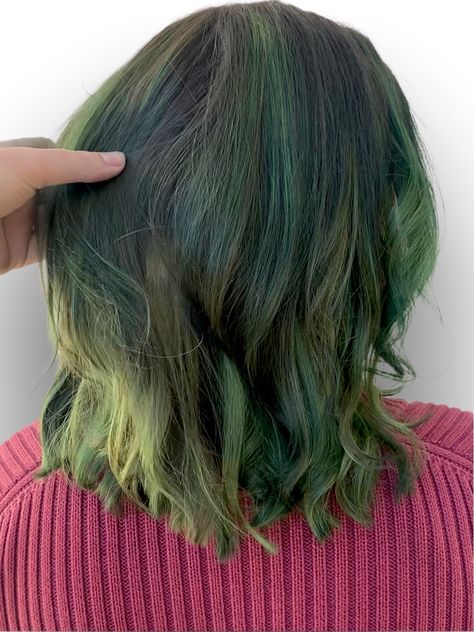 Deep Green Hair, Olive Green Hair, 2000 Ideas, Hair Stuff, Hair Colour, Green Hair, Aesthetic Hair, Deep Green, Hair Jewelry