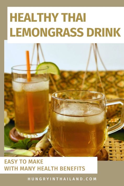 Learn how to make an easy Thai lemongrass drink recipe, with many health benefits and an amazing taste. It's the perfect refreshment during summer or warm-me-up tea for colder winter days. Lemongrass Tea Recipe, Lemongrass Drink, Lemongrass Recipes, Healthy Thai Recipes, Lemongrass Plant, Tea For Colds, Healthy Drink Recipes, Lemongrass Tea, Caffeine Free Tea