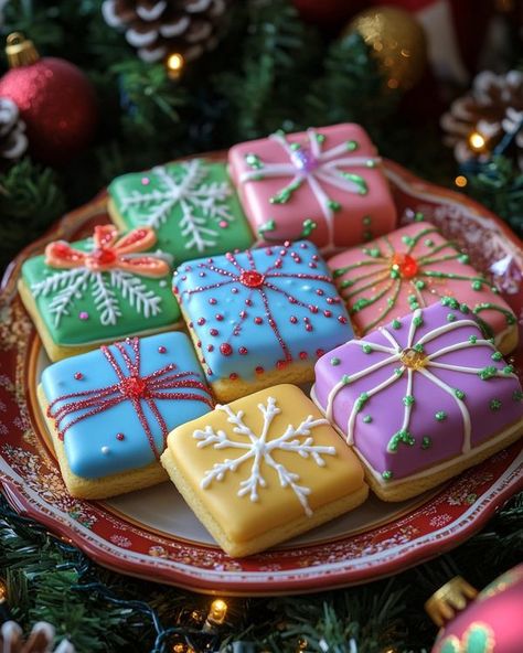 Christmas Cookies Present, Present Cookies Decorated, Christmas Present Cookies, Present Cookies, Decorated Christmas Cookies, Buttery Sugar Cookies, Christmas Cookie Recipes Holiday, Wrapped Gifts, Gingerbread Cake