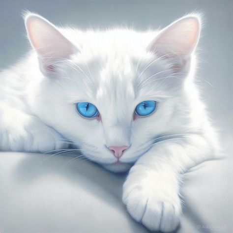 Cute white cat photography, white cat with blue eyes art Cat Eyes Aesthetic, Blue Cat Aesthetic, White Cat Blue Eyes, Cat With Piercing, White Cat With Blue Eyes, Blue Eyes Aesthetic, Light Spirit, Wallpaper Gatos, Captivating Eyes