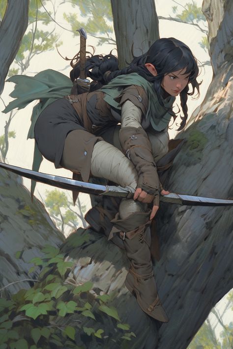 Dnd Forest Character, Forest Ranger Character Design, Elf Ranger Cosplay, Elf Ranger Female Dnd, Dnd Ranger Aesthetic, Gloomstalker Ranger, Wood Elf Ranger, Ranger Rpg, Fantasy Ranger