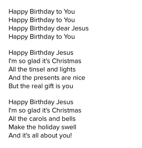 Happy Birthday Jesus Song, Tk Curriculum, Happy Birthday Jesus Cake, Bratty Kids, Prek Christmas, Christmas Lyrics, Catholic Christmas, I Am A Teacher, Jesus Songs