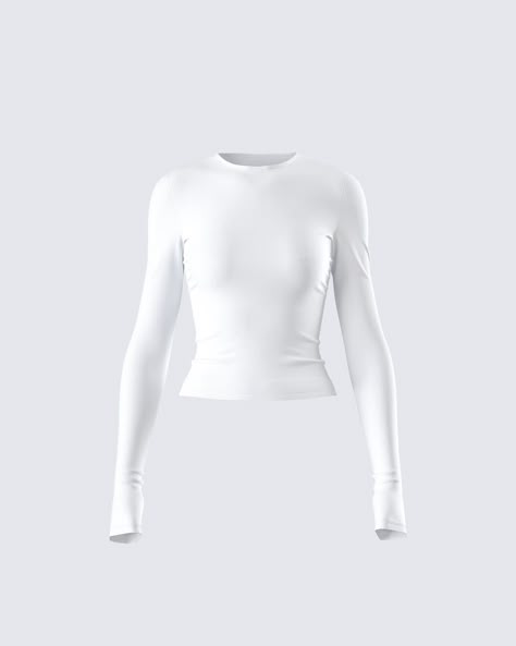 Nothing screams “timeless basic” like a white long sleeve top 🤍 With a versatile style and sleek fit, this piece is made from stretch jersey fabric and complete with a bodycon fit and a crew neck design 😌 Blusas Top, Future Of Fashion, Bodycon Tops, Best Friend Outfits, Welcome To The Future, Jersey Long Sleeve, White Long Sleeve Top, No Waste, White Long Sleeve Shirt