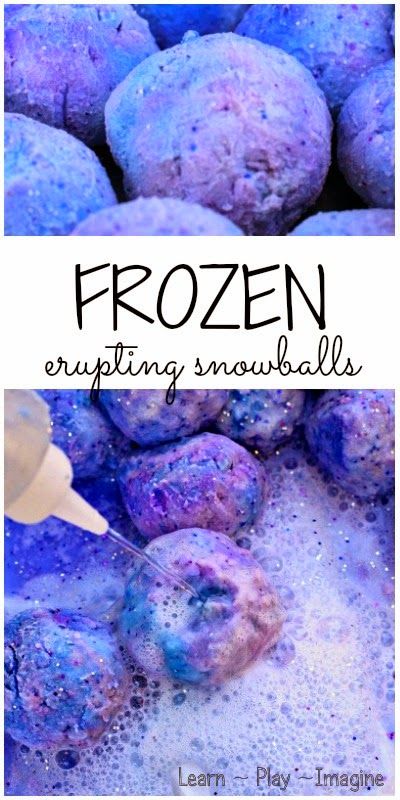 Frozen erupting snowballs Frozen Sensory Play, Sensory Activities For School Age Kids, Winter Kids Activities, Frozen Diy, Frozen Crafts, Winter Science, Winter Activities For Kids, Kitchen Fun, Idea Room