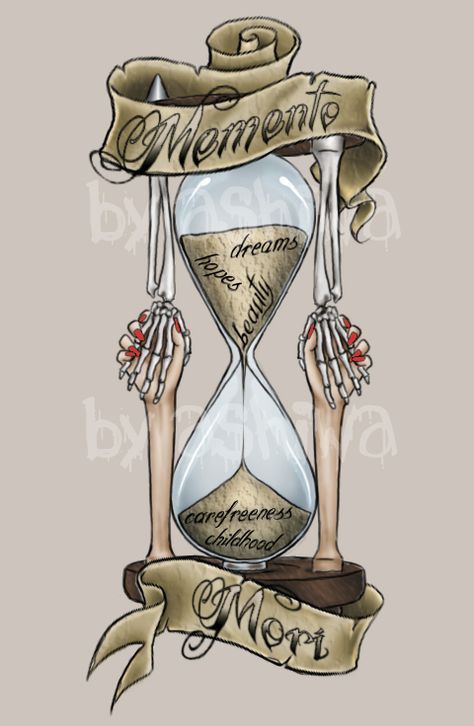 Memento Mori Hourglass Tattoo, Memento Mori Hourglass Tattoo Design, Skull In Hourglass Tattoo, Mento Mori, Hourglass Memorial Tattoo, Skull Hour Glass Tattoos, Tattoo Hourglass, Momento Mori Tattoo, Live Free Tattoo