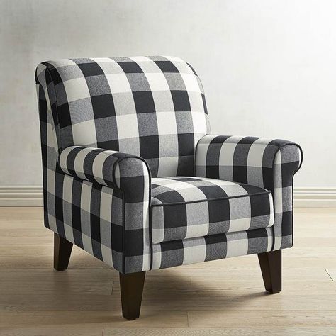 Lyndee Buffalo Check Black Chair #home #homefurniture #buffalo #buffalocheck #buffaloplaid #chair #homedecor #farmhouse #farmhousedecor #ad Buffalo Check Chair, Buffalo Check Decor, Black Accent Chair, Bedroom Bookshelf, Mirrored Bedroom, Chair Classic, Black And White Chair, Bedroom Rustic, Black Living Room