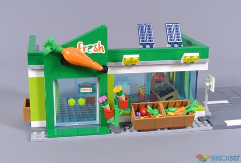 Lego Farmers Market, Lego Grocery Store, Lego Store Nyc, Lego Noodle Shop Moc, Lego Restaurants Moc, Lego Store, Food Accessories, Lego Modular, Lego House