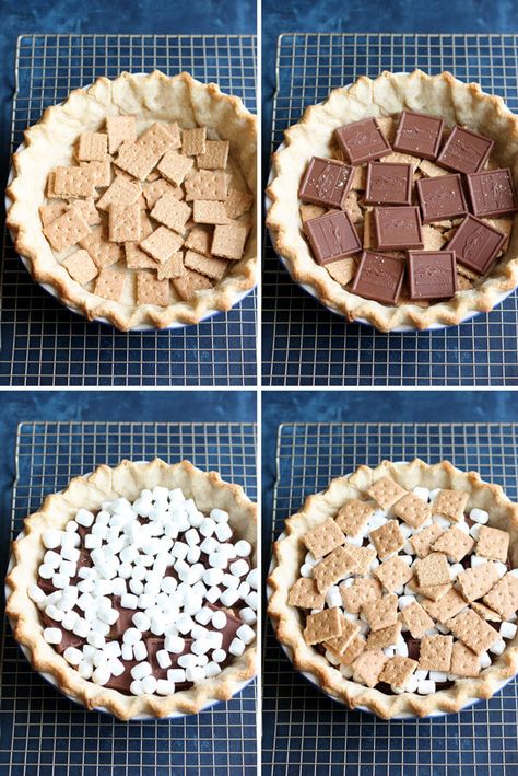 Smores Pie Easy, S’mores In Pie Crust, S’mores Lasagna, S’mores Pie Recipe, S’mores Pie Easy, S’more Pie Recipe, Smore Pie, S’more Pie, Smores Tart Recipe