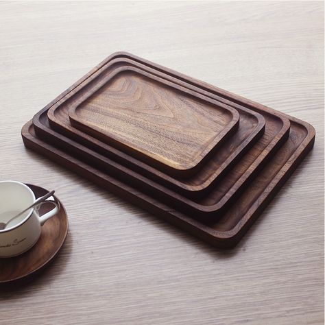 Wooden Kitchenware, Fruit Serving, Food Serving Trays, Diy Wooden Projects, Wood Plate, Black Walnut Wood, Coffee Wine, House Furniture Design, Wooden Projects