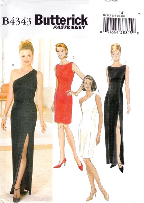 Butterick+B4343+4343+Misses+Womens+Dresses+Petite+Two+Lengths+Easy+Sewing+Pattern+Sizes+14-16-18 Ladies Evening Wear, Sundress Pattern, Princess Seam Dress, Patron Vintage, Sewing 101, Red Bridesmaids, Patterns Sewing, Gown Pattern, Butterick Pattern